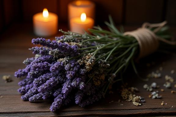 Medieval monastery garden style bouquet with herbs and wildflowers